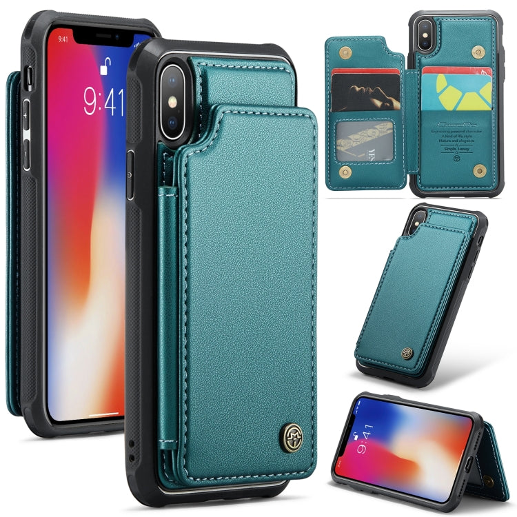 For iPhone XS / X CaseMe C22 Card Slots Holder RFID Anti-theft Phone Case(Blue Green) - HoMEdemic™ 