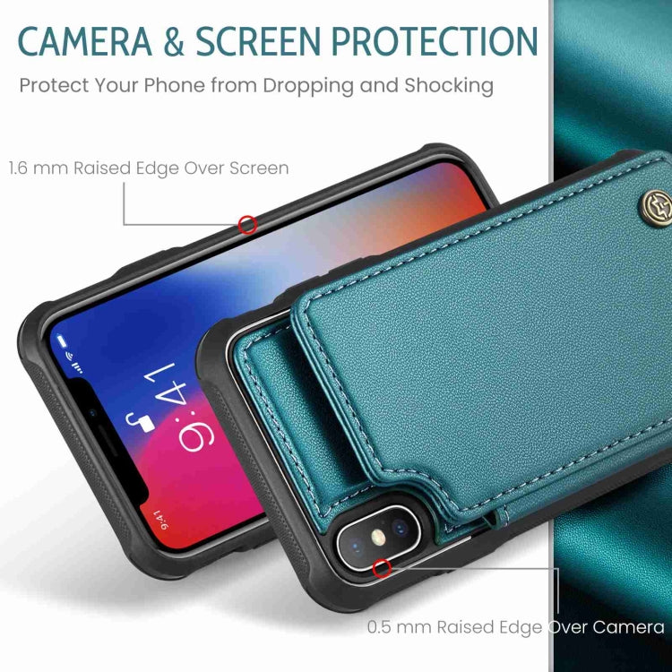For iPhone XS / X CaseMe C22 Card Slots Holder RFID Anti-theft Phone Case(Blue Green) - HoMEdemic™ 