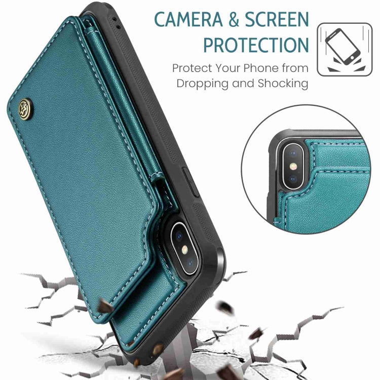 For iPhone XS / X CaseMe C22 Card Slots Holder RFID Anti-theft Phone Case(Blue Green) - HoMEdemic™ 