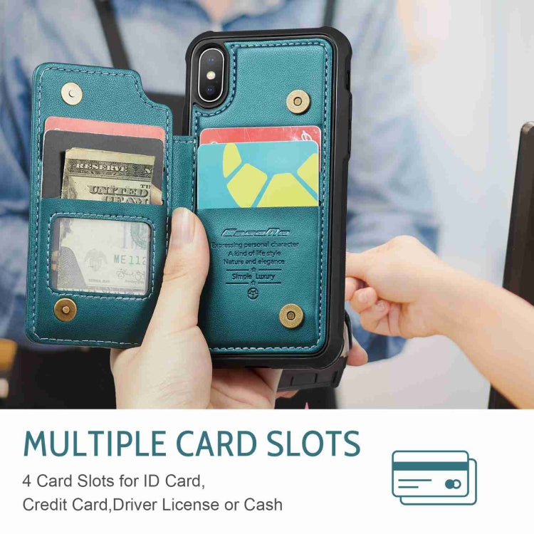 For iPhone XS / X CaseMe C22 Card Slots Holder RFID Anti-theft Phone Case(Blue Green) - HoMEdemic™ 