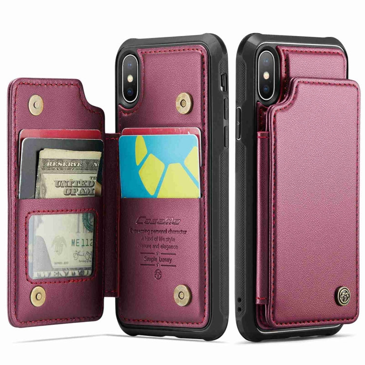 For iPhone XS / X CaseMe C22 Card Slots Holder RFID Anti-theft Phone Case(Wine Red) - HoMEdemic™ 