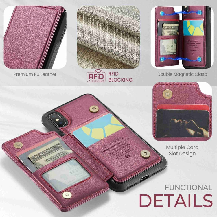 For iPhone XS / X CaseMe C22 Card Slots Holder RFID Anti-theft Phone Case(Wine Red) - HoMEdemic™ 