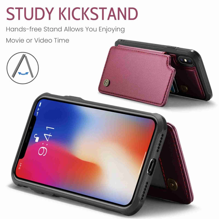 For iPhone XS / X CaseMe C22 Card Slots Holder RFID Anti-theft Phone Case(Wine Red) - HoMEdemic™ 