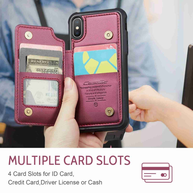 For iPhone XS / X CaseMe C22 Card Slots Holder RFID Anti-theft Phone Case(Wine Red) - HoMEdemic™ 