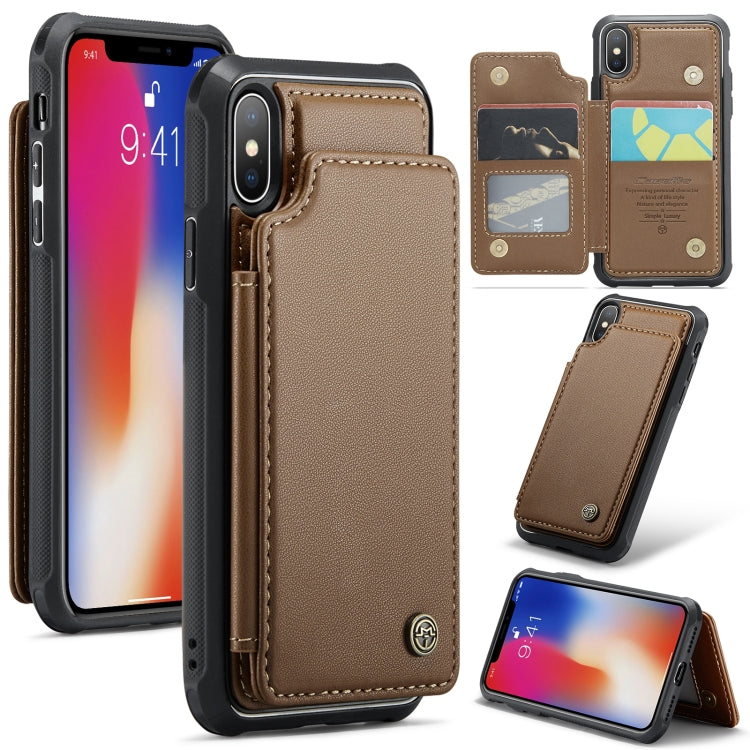 For iPhone XS / X CaseMe C22 Card Slots Holder RFID Anti-theft Phone Case(Brown) - HoMEdemic™ 