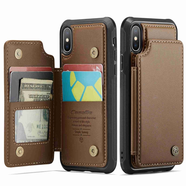 For iPhone XS / X CaseMe C22 Card Slots Holder RFID Anti-theft Phone Case(Brown) - HoMEdemic™ 