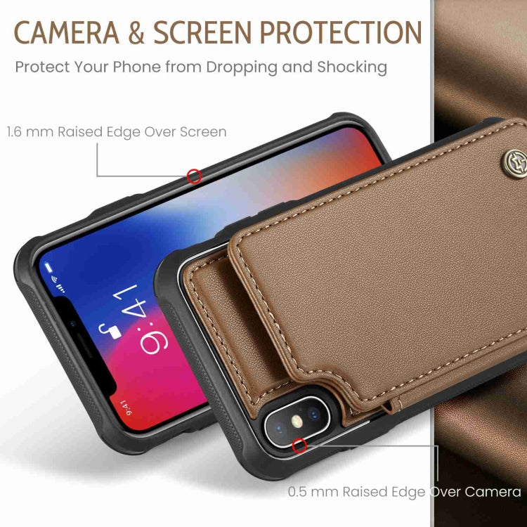 For iPhone XS / X CaseMe C22 Card Slots Holder RFID Anti-theft Phone Case(Brown) - HoMEdemic™ 