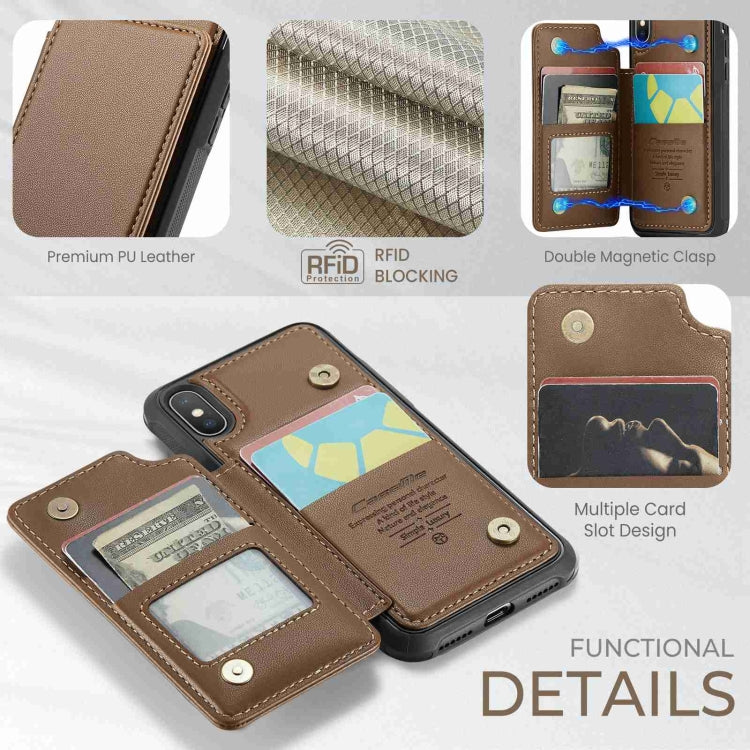 For iPhone XS / X CaseMe C22 Card Slots Holder RFID Anti-theft Phone Case(Brown) - HoMEdemic™ 