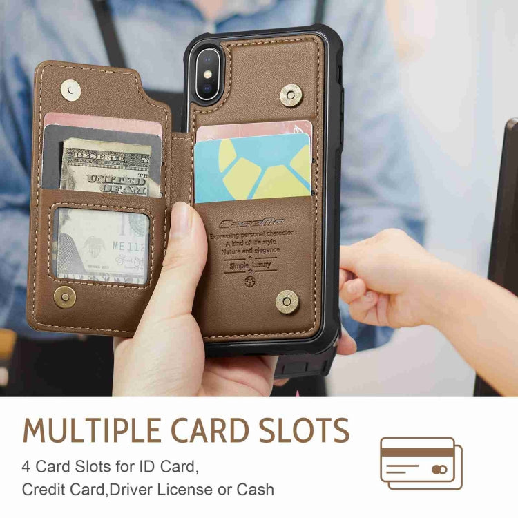 For iPhone XS / X CaseMe C22 Card Slots Holder RFID Anti-theft Phone Case(Brown) - HoMEdemic™ 