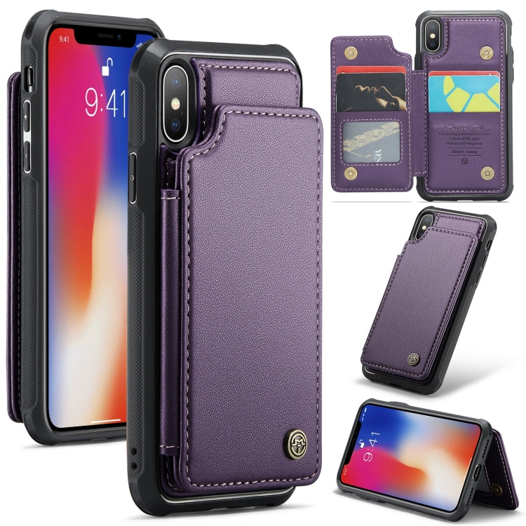 For iPhone XS / X CaseMe C22 Card Slots Holder RFID Anti-theft Phone Case(Purple) - HoMEdemic™ 