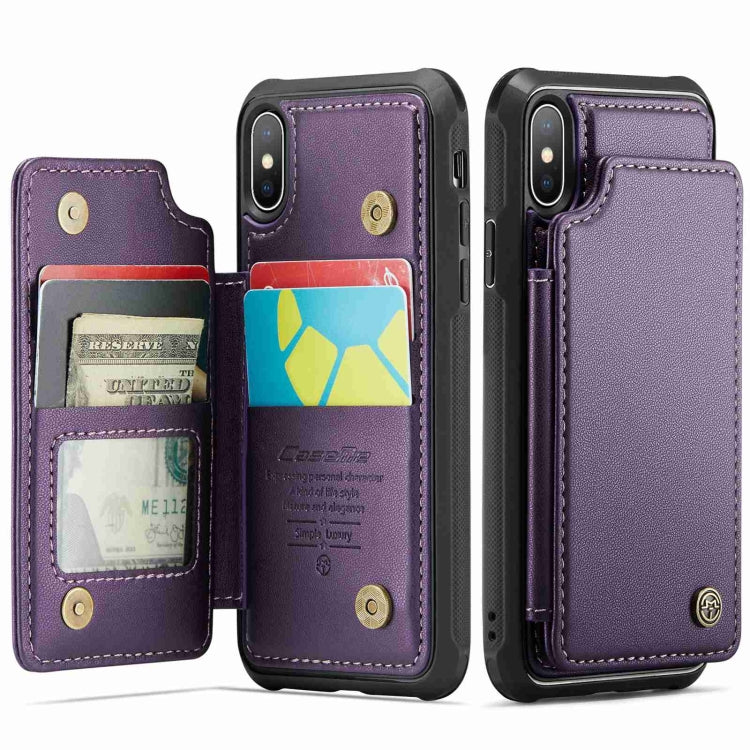 For iPhone XS / X CaseMe C22 Card Slots Holder RFID Anti-theft Phone Case(Purple) - HoMEdemic™ 