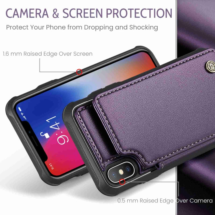 For iPhone XS / X CaseMe C22 Card Slots Holder RFID Anti-theft Phone Case(Purple) - HoMEdemic™ 