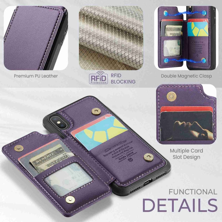 For iPhone XS / X CaseMe C22 Card Slots Holder RFID Anti-theft Phone Case(Purple) - HoMEdemic™ 