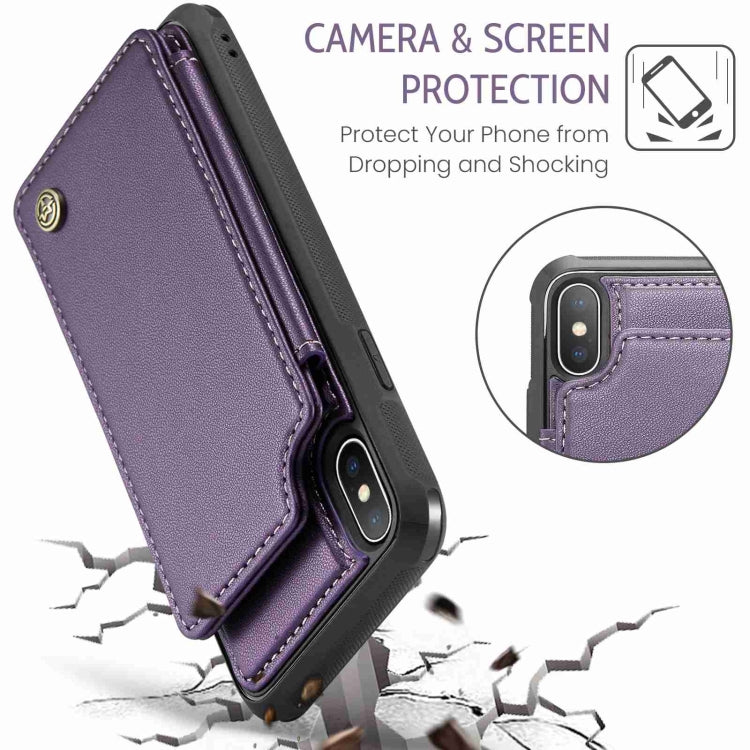 For iPhone XS / X CaseMe C22 Card Slots Holder RFID Anti-theft Phone Case(Purple) - HoMEdemic™ 