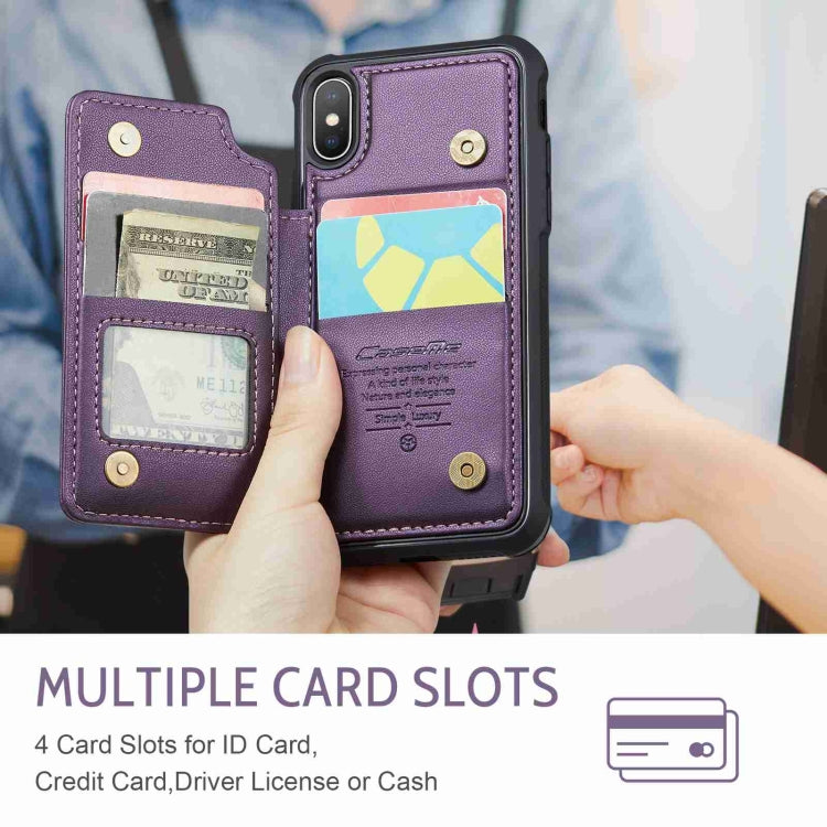 For iPhone XS / X CaseMe C22 Card Slots Holder RFID Anti-theft Phone Case(Purple) - HoMEdemic™ 