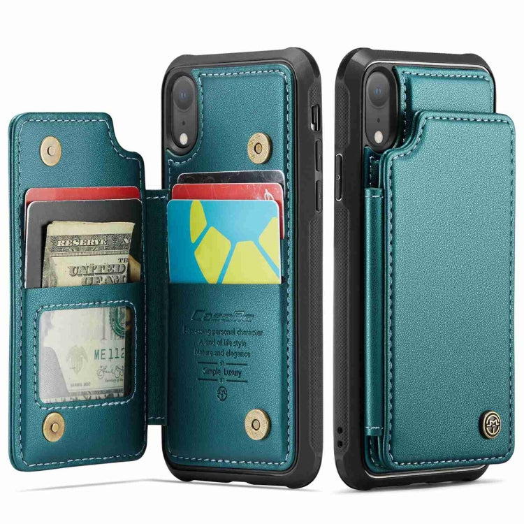 For iPhone XR CaseMe C22 Card Slots Holder RFID Anti-theft Phone Case(Blue Green) - HoMEdemic™ 