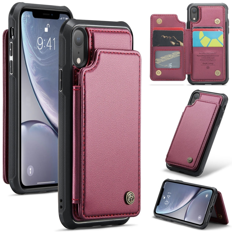 For iPhone XR CaseMe C22 Card Slots Holder RFID Anti-theft Phone Case(Wine Red) - HoMEdemic™ 