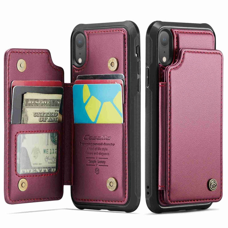For iPhone XR CaseMe C22 Card Slots Holder RFID Anti-theft Phone Case(Wine Red) - HoMEdemic™ 
