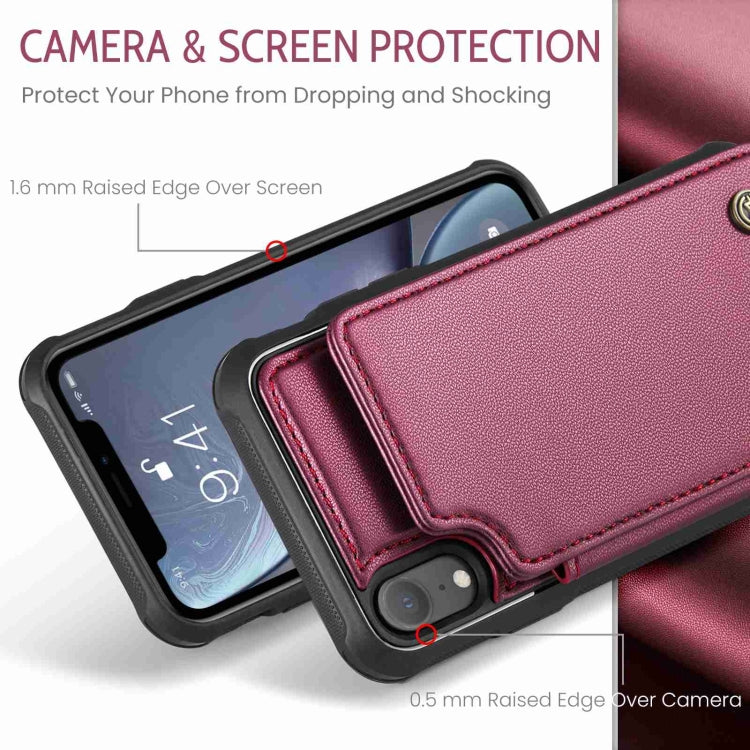 For iPhone XR CaseMe C22 Card Slots Holder RFID Anti-theft Phone Case(Wine Red) - HoMEdemic™ 