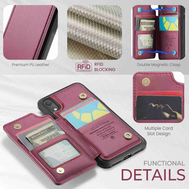 For iPhone XR CaseMe C22 Card Slots Holder RFID Anti-theft Phone Case(Wine Red) - HoMEdemic™ 