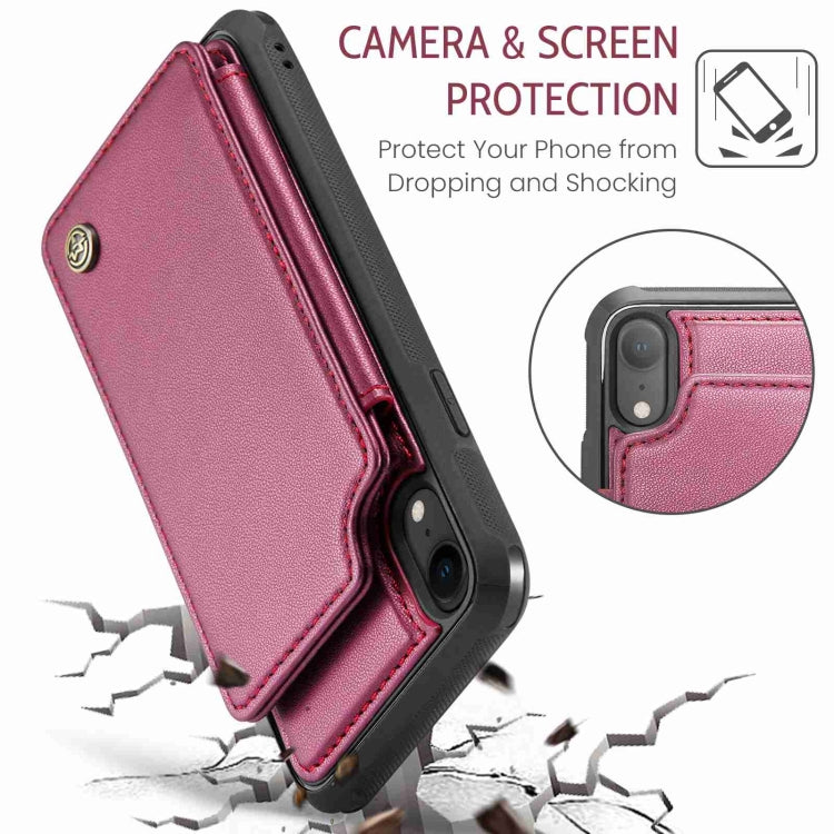 For iPhone XR CaseMe C22 Card Slots Holder RFID Anti-theft Phone Case(Wine Red) - HoMEdemic™ 