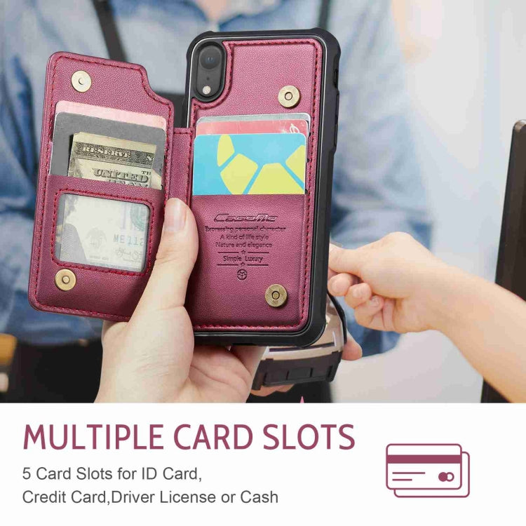 For iPhone XR CaseMe C22 Card Slots Holder RFID Anti-theft Phone Case(Wine Red) - HoMEdemic™ 