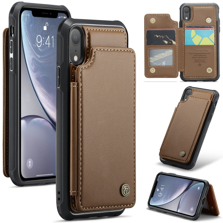 For iPhone XR CaseMe C22 Card Slots Holder RFID Anti-theft Phone Case(Brown) - HoMEdemic™ 