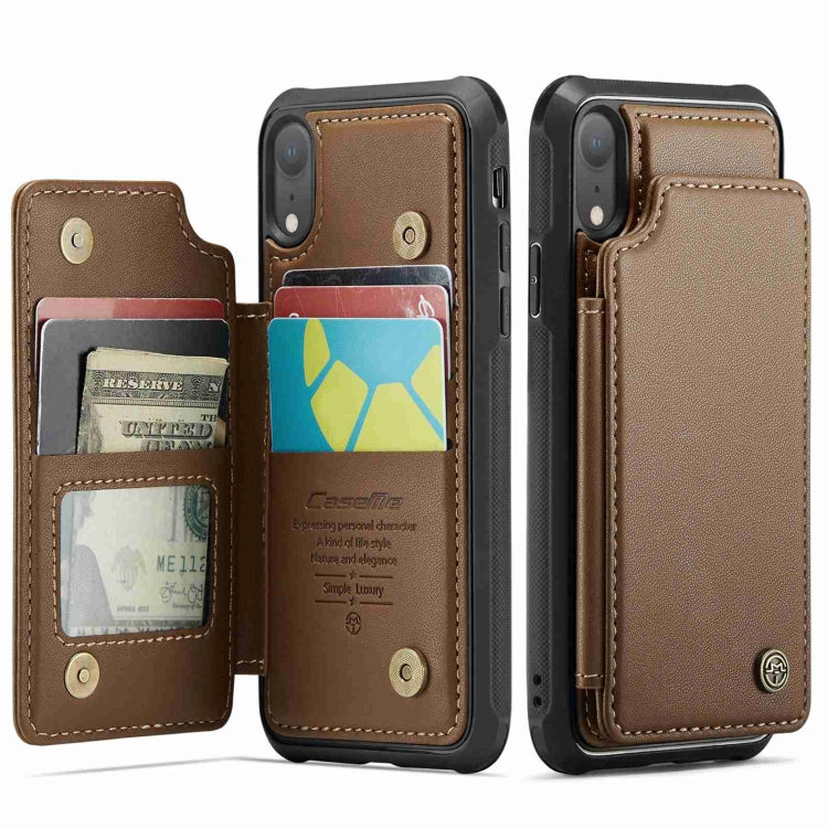 For iPhone XR CaseMe C22 Card Slots Holder RFID Anti-theft Phone Case(Brown) - HoMEdemic™ 