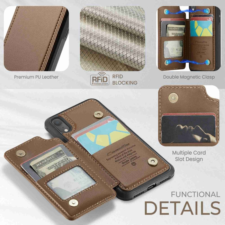 For iPhone XR CaseMe C22 Card Slots Holder RFID Anti-theft Phone Case(Brown) - HoMEdemic™ 