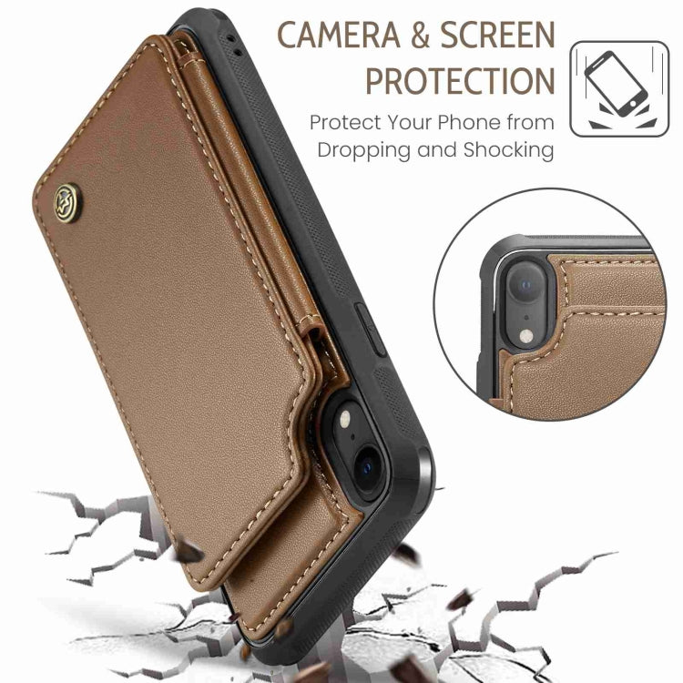 For iPhone XR CaseMe C22 Card Slots Holder RFID Anti-theft Phone Case(Brown) - HoMEdemic™ 