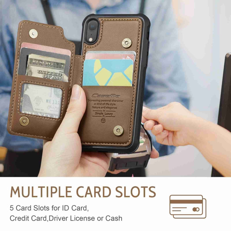For iPhone XR CaseMe C22 Card Slots Holder RFID Anti-theft Phone Case(Brown) - HoMEdemic™ 