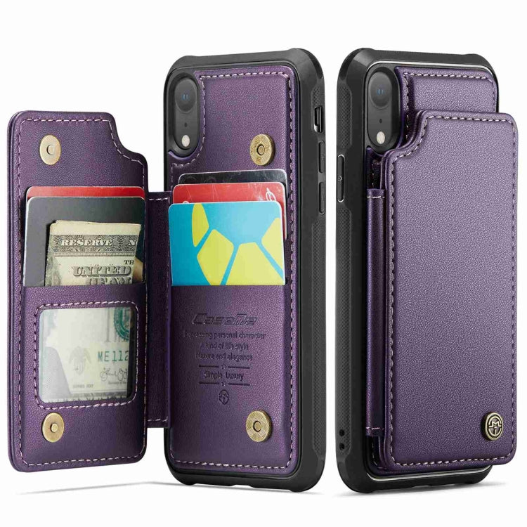 For iPhone XR CaseMe C22 Card Slots Holder RFID Anti-theft Phone Case(Purple) - HoMEdemic™ 