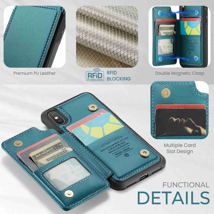 For iPhone XS Max CaseMe C22 Card Slots Holder RFID Anti-theft Phone Case(Blue Green) - HoMEdemic™ 