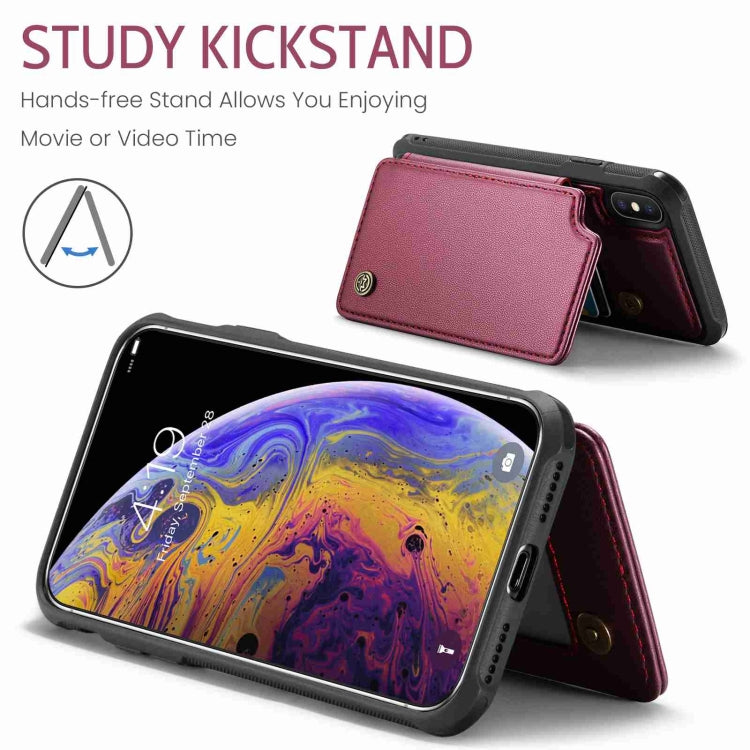 For iPhone XS Max CaseMe C22 Card Slots Holder RFID Anti-theft Phone Case(Wine Red) - HoMEdemic™ 