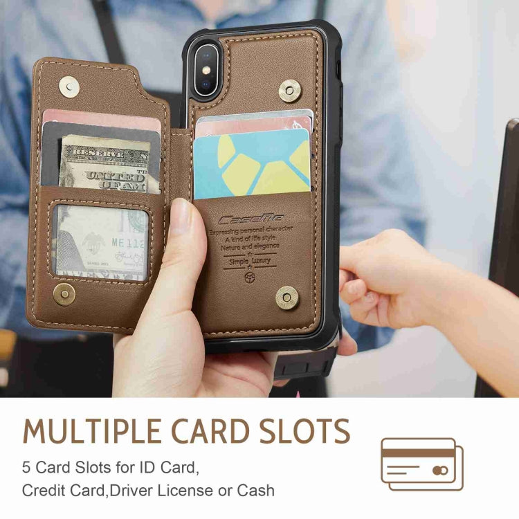 For iPhone XS Max CaseMe C22 Card Slots Holder RFID Anti-theft Phone Case(Brown) - HoMEdemic™ 