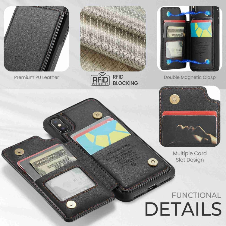 For iPhone XS Max CaseMe C22 Card Slots Holder RFID Anti-theft Phone Case(Black) - HoMEdemic™ 