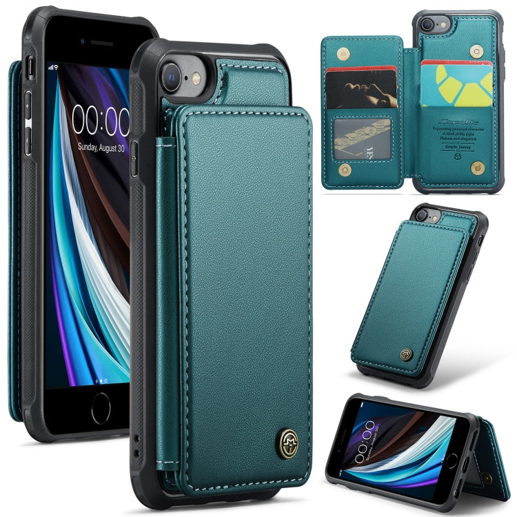For iPhone SE 2022 / SE 2020 CaseMe C22 Card Slots Holder RFID Anti-theft Phone Case(Blue Green) - HoMEdemic™ 