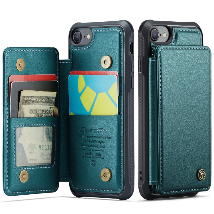 For iPhone SE 2022 / SE 2020 CaseMe C22 Card Slots Holder RFID Anti-theft Phone Case(Blue Green) - HoMEdemic™ 