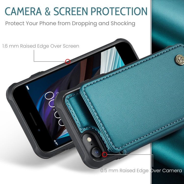 For iPhone SE 2022 / SE 2020 CaseMe C22 Card Slots Holder RFID Anti-theft Phone Case(Blue Green) - HoMEdemic™ 