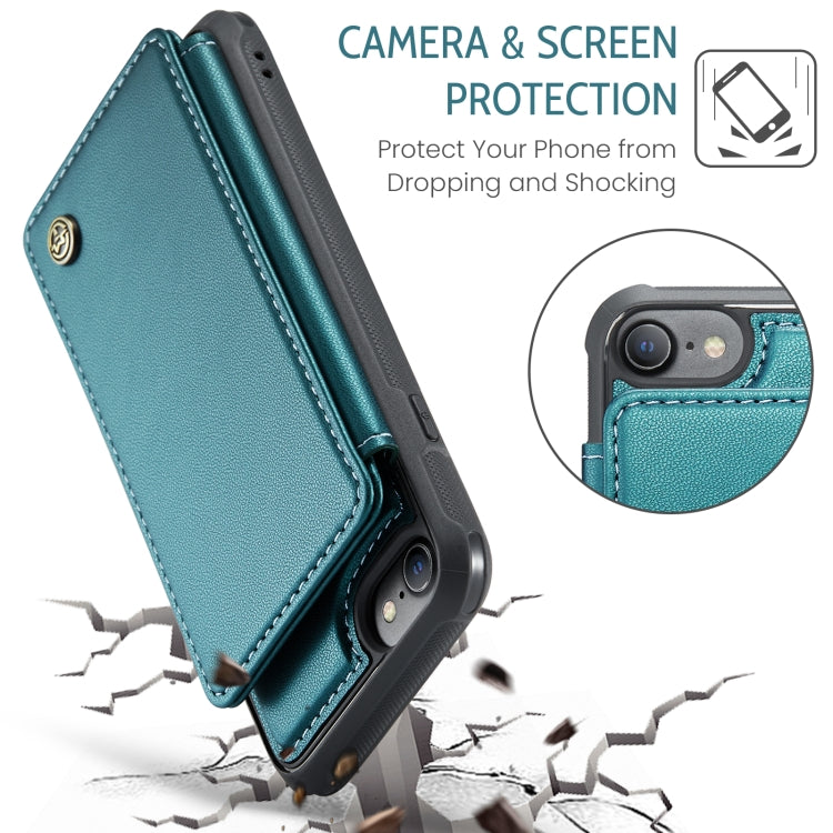 For iPhone SE 2022 / SE 2020 CaseMe C22 Card Slots Holder RFID Anti-theft Phone Case(Blue Green) - HoMEdemic™ 