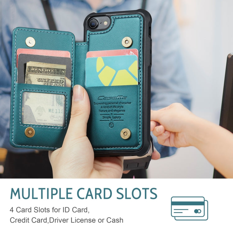 For iPhone SE 2022 / SE 2020 CaseMe C22 Card Slots Holder RFID Anti-theft Phone Case(Blue Green) - HoMEdemic™ 