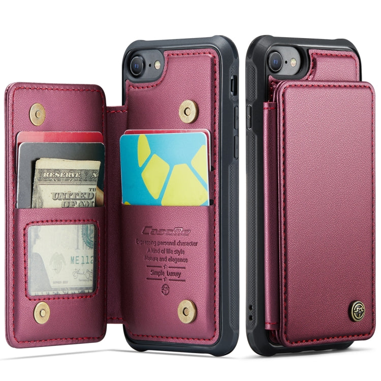 For iPhone SE 2022 / SE 2020 CaseMe C22 Card Slots Holder RFID Anti-theft Phone Case(Wine Red) - HoMEdemic™ 