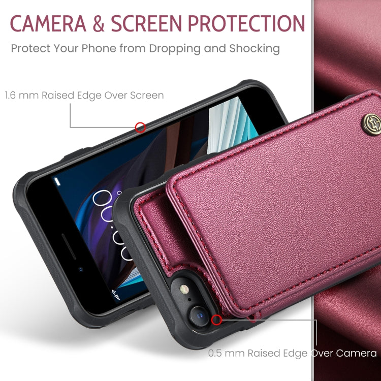 For iPhone SE 2022 / SE 2020 CaseMe C22 Card Slots Holder RFID Anti-theft Phone Case(Wine Red) - HoMEdemic™ 
