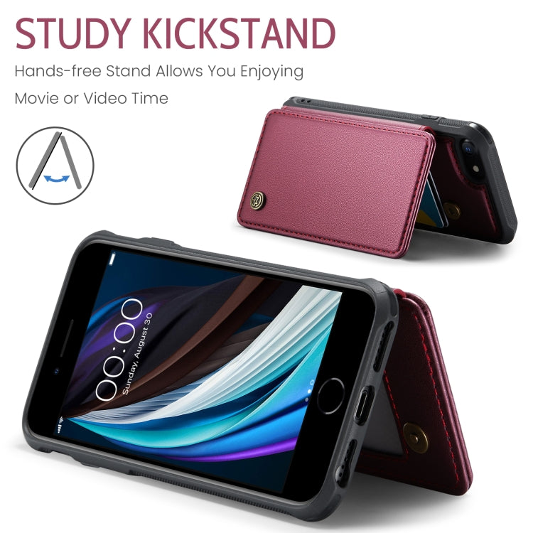 For iPhone SE 2022 / SE 2020 CaseMe C22 Card Slots Holder RFID Anti-theft Phone Case(Wine Red) - HoMEdemic™ 