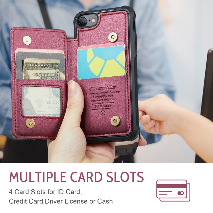 For iPhone SE 2022 / SE 2020 CaseMe C22 Card Slots Holder RFID Anti-theft Phone Case(Wine Red) - HoMEdemic™ 