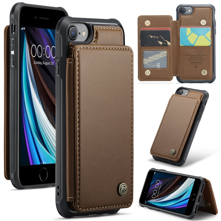 For iPhone SE 2022 / SE 2020 CaseMe C22 Card Slots Holder RFID Anti-theft Phone Case(Brown) - HoMEdemic™ 