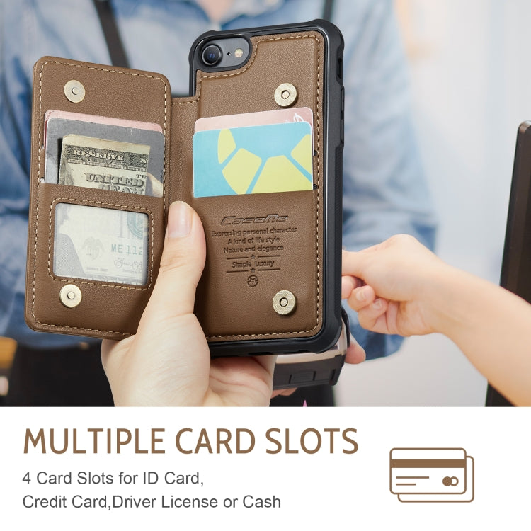 For iPhone SE 2022 / SE 2020 CaseMe C22 Card Slots Holder RFID Anti-theft Phone Case(Brown) - HoMEdemic™ 