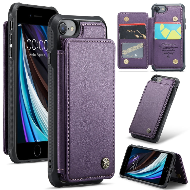 For iPhone SE 2022 / SE 2020 CaseMe C22 Card Slots Holder RFID Anti-theft Phone Case(Purple) - HoMEdemic™ 