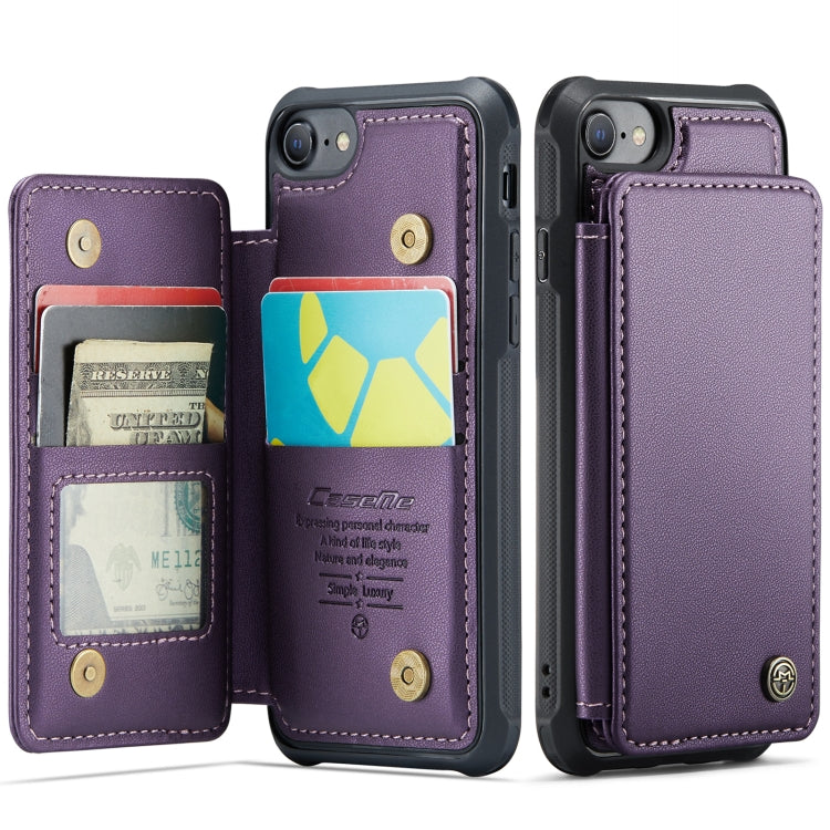 For iPhone SE 2022 / SE 2020 CaseMe C22 Card Slots Holder RFID Anti-theft Phone Case(Purple) - HoMEdemic™ 