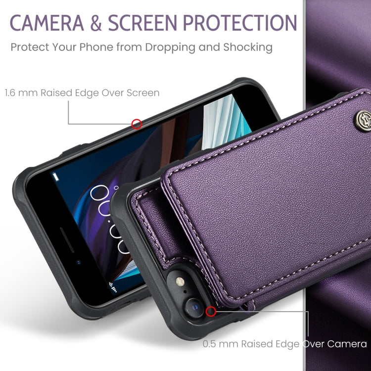 For iPhone SE 2022 / SE 2020 CaseMe C22 Card Slots Holder RFID Anti-theft Phone Case(Purple) - HoMEdemic™ 